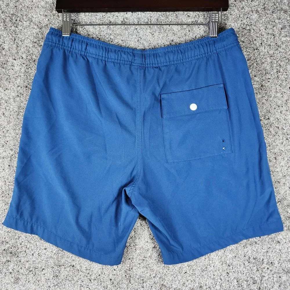 Gap Pool Short Swim Trunks Mens Medium Blue Solid Drawstring Mesh Lined EUC